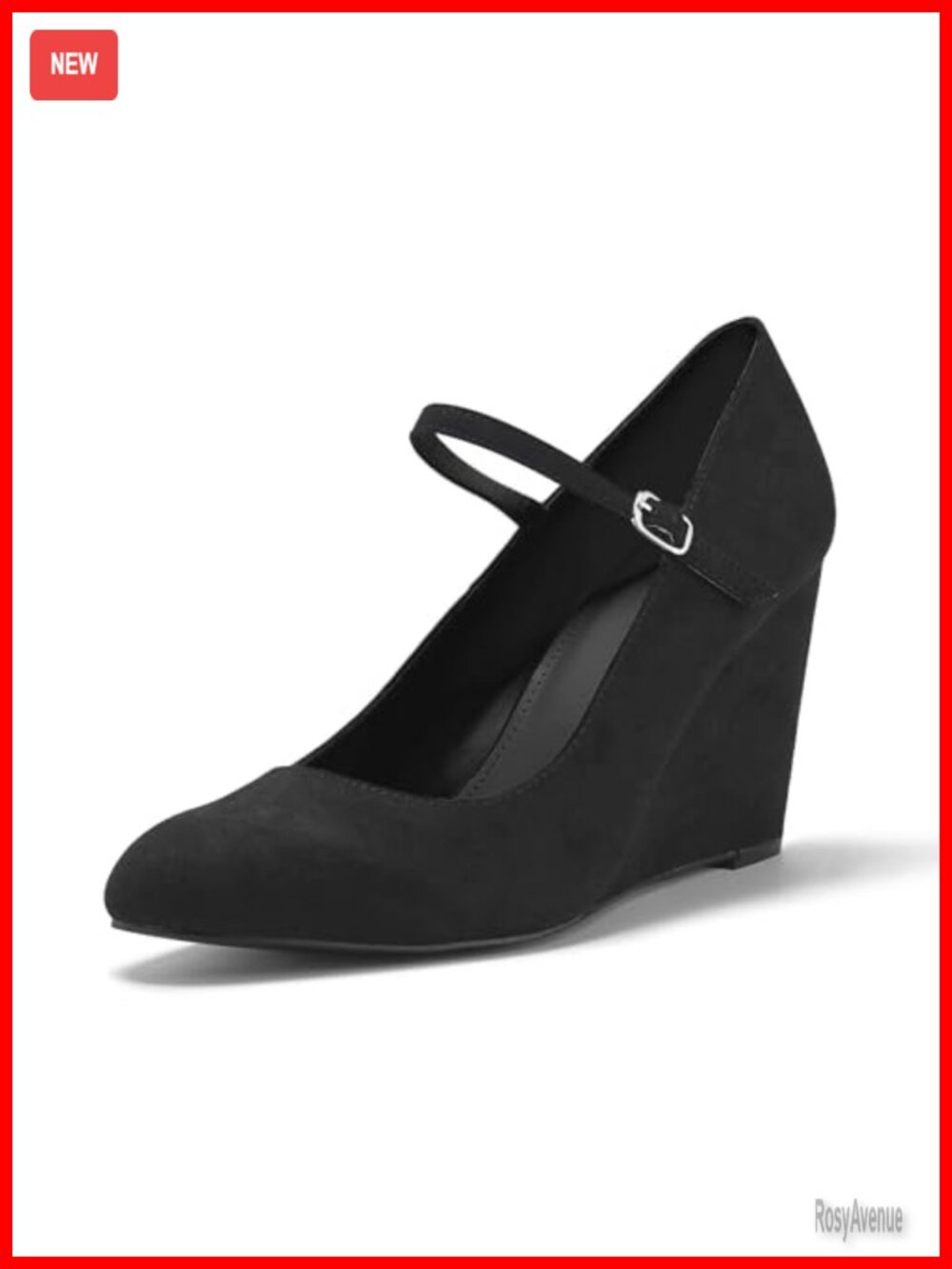 Wedge Mary Jane Pumps Closed Toe Ankle Strap Heeled Shoes